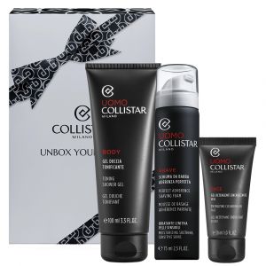 Collistar Uomo Gel Doccia Tonificante Kit Gel Doccia Tonificante 100 ml + Schiuma da Barba Aderenza Perfetta 75 ml + Gel Detergente Energizzante Viso 30ml