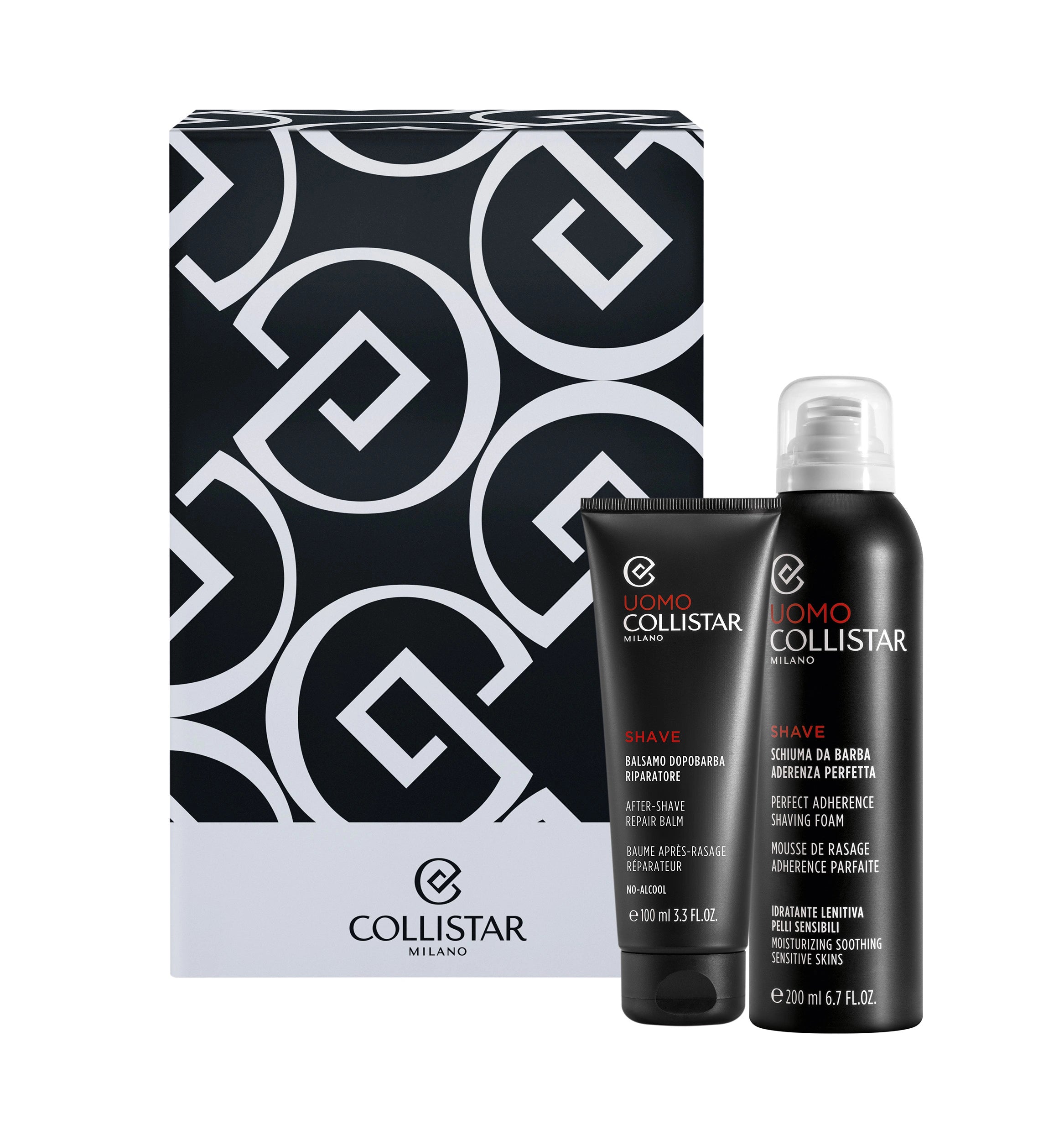 Collistar Cofanetto Schiuma Da Barba Aderenza Perfetta 200 Ml + Balsamo Dopobarba Riparatore – No Alcool 100 Ml