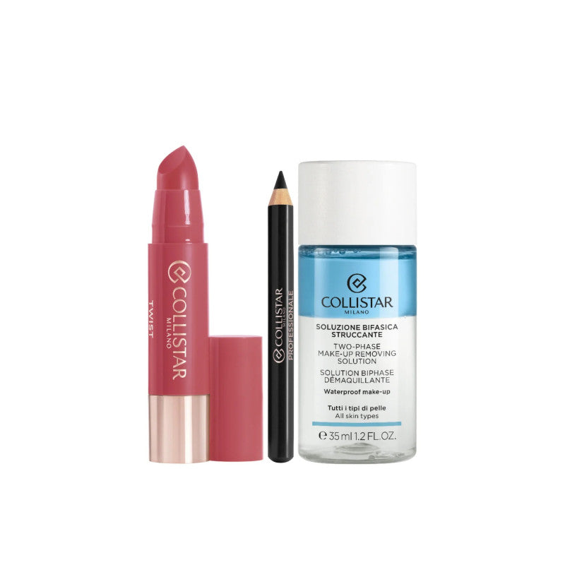 COLLISTAR MINI TWIST BALMY GLOSS ROSE 216 + MATITA OCCHI + BIFASICO 35 ML