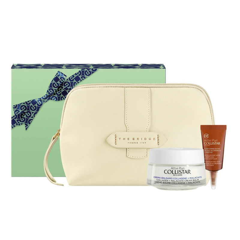 Collistar Cofanetto Attivi Puri Crema Balsamo Collagene e Malachite 50ml con Contorno Occhi 5ml e Pochette