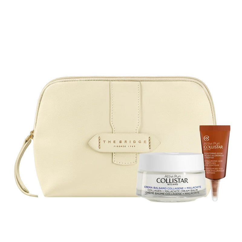 Collistar Cofanetto Attivi Puri Crema Balsamo Collagene e Malachite 50ml con Contorno Occhi 5ml e Pochette