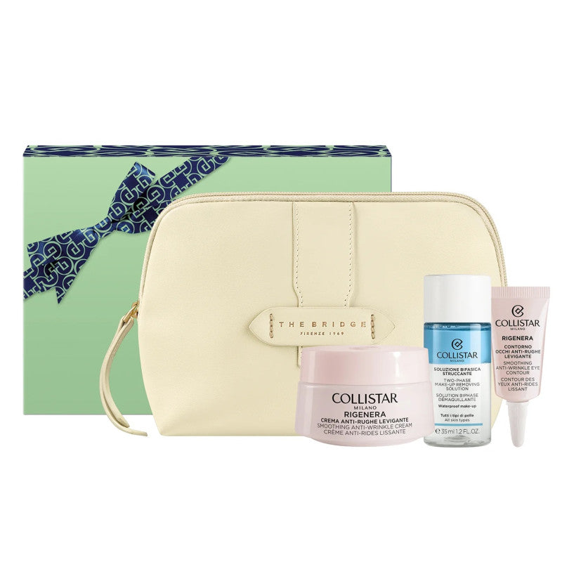 Collistar Cofanetto Rigenera Crema Anti-Rughe 50ml con Soluzione Bifasica Struccante 35ml, Contorno Occhi 5ml e Pochette