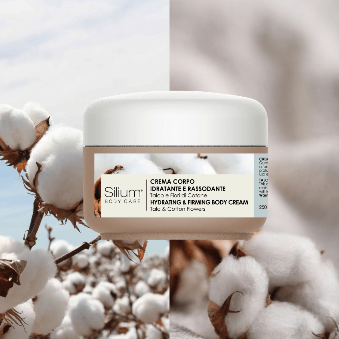 SILIUM KIT CREMA CORPO TALCO FIORI DI COTONE – IDRATAZIONE+ PROFUMO PER CAPELLI IDRATANTE